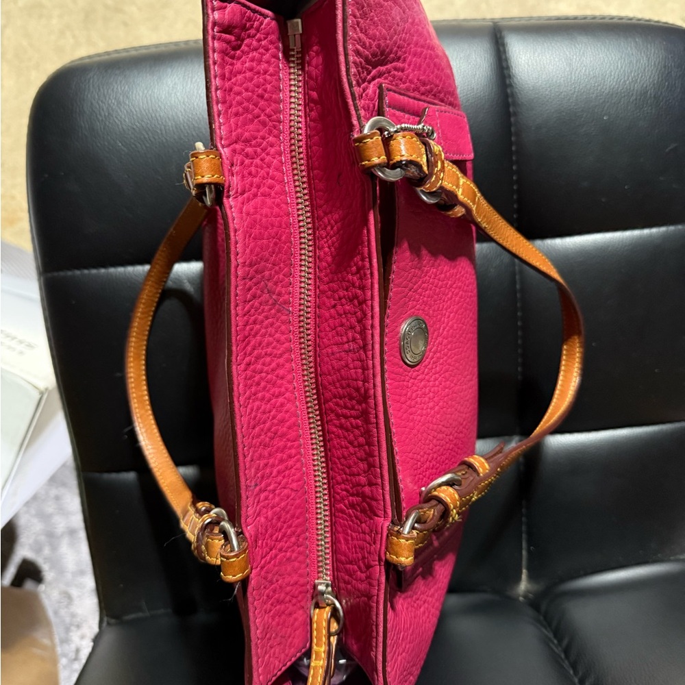 Coach Vintage Chelsea Vibrant Pink Tote Bag with Tan Handles - Picture 5 of 13